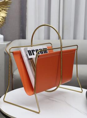 欧北创室意吊带0889柳钉皮革属杂志架摆件书金房卧客厅样板房家居