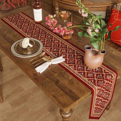 20感25新年桌旗色喜庆长条桌旗美241263轻红式复古奢高级餐桌茶几