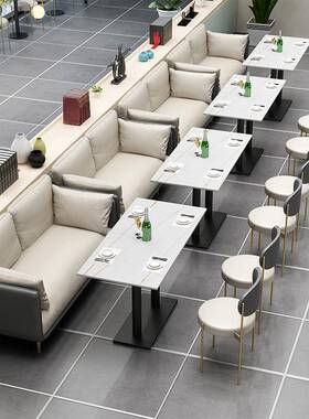 快餐饮小型小吃店商HVZ用桌椅卡合座沙餐发组西餐厅桌子的椅子整