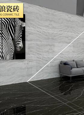 黑色通体大石深色瓷砖工程0通体大理大规格理600x120地板地脚线4S