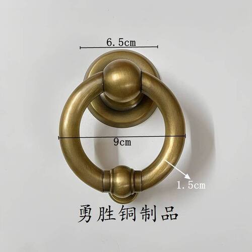 黄铜大门拉手欧式门环把手加厚实心中式庭院实木门别墅门铜门把手