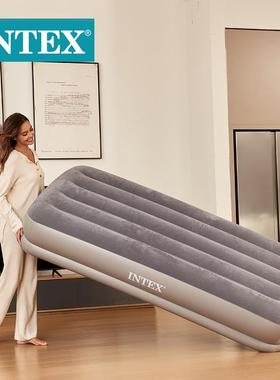 INTEX64112灰色USB内置电泵单人线拉空气床植绒充气床垫