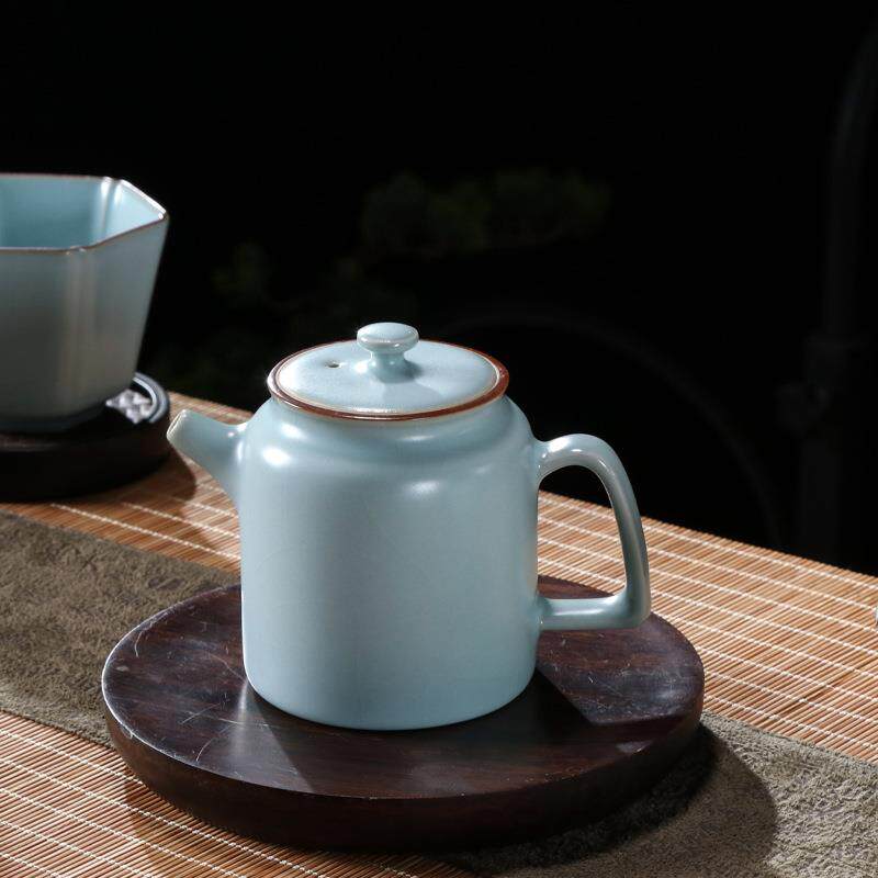 原矿釉汝瓷茶壶精品开片复古汝窑手工壶中式茶道泡茶单壶家用工厂