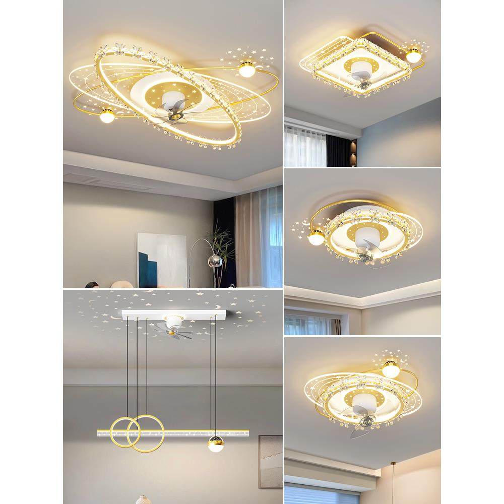 客厅主灯吸顶风扇灯2024年新款简约现代轻奢大气水晶一体吊扇灯具