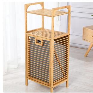 楠竹家用多层分类收纳篮脏衣篓竹制置物架收纳多功能三层架编织筐