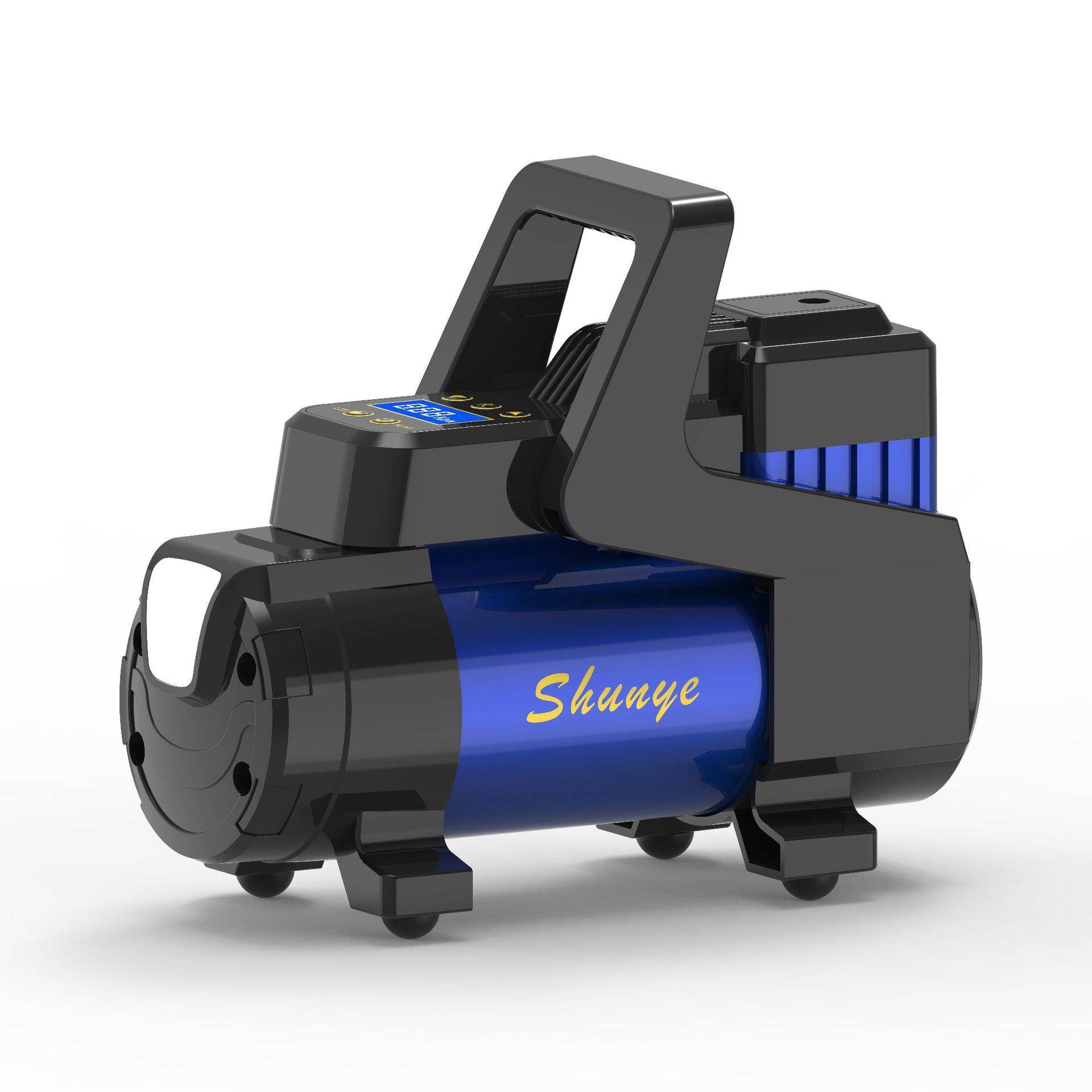 数显款金属车载单缸充气泵12v点烟器插头电动打气机汽车充气泵