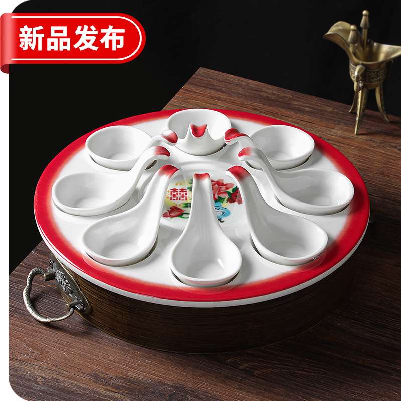 祥源美密胺餐具虾滑专用盘子商用仿瓷餐盘宴会酒宴创意丸子套装盘