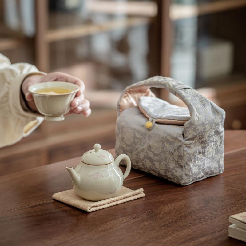 冰台手绘一壶一杯便携茶具旅行梨壶陶瓷功夫泡茶壶套装茶壶彩兰