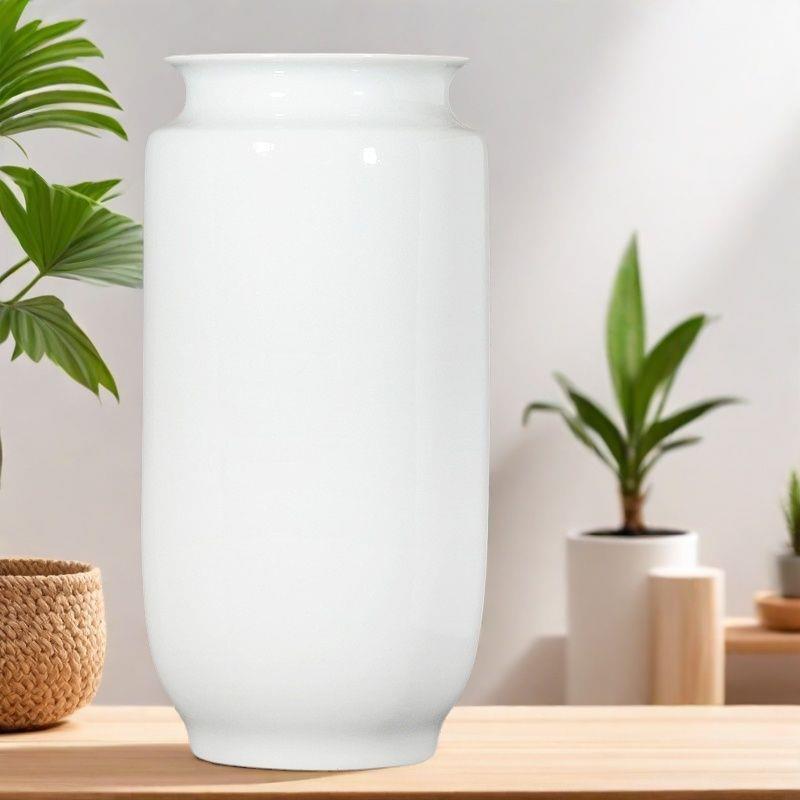 高颜值陶瓷纯色奶白花瓶插花器新中式家居客厅摆件玄关可水培植物