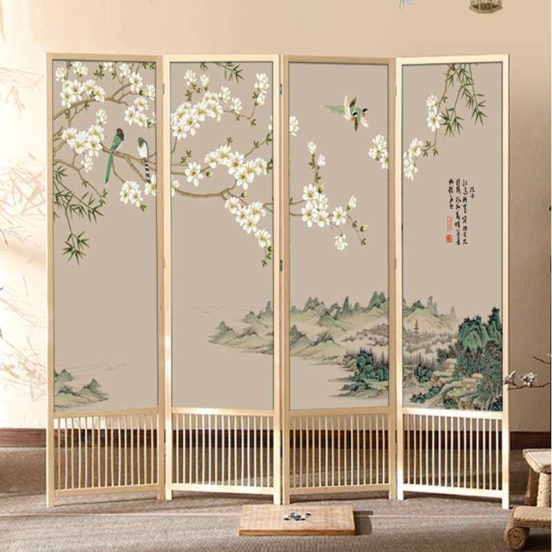 现代中式实木可折叠移动家用屏风割草机/草坪机