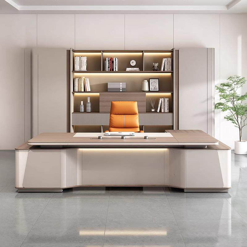 女老板桌办公桌轻奢高级感总裁董事长办公室班台经理桌椅组合