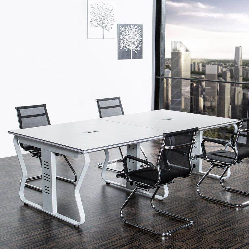简约现代会议桌钢木长桌白色洽谈桌职员办公桌钢架组合员工培训桌,纺织面料/辅料/配套,纺织机械配件,淘宝优惠券,粉丝福利购,淘宝优惠卷