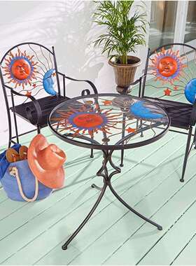 欧式户外铁艺桌椅/布兰之家天体折叠小酒馆集3件套