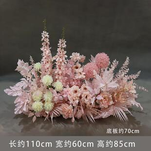 布置婚庆装饰粉色长条仿真绢花引花婚礼新款花排排花路花艺挂花