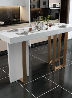 fLE欧式现代轻奢大理石吧台桌新款隔断长方形简约玄关吧台一体式