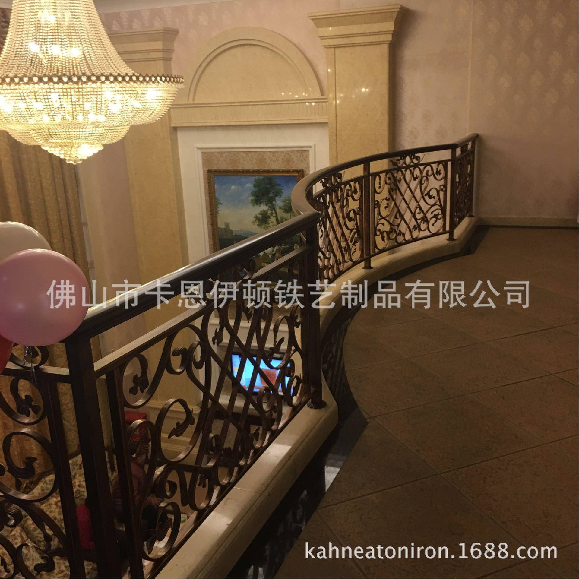 欧式锻造别墅铁艺扶手不锈钢护栏平台露台栏杆安装出口