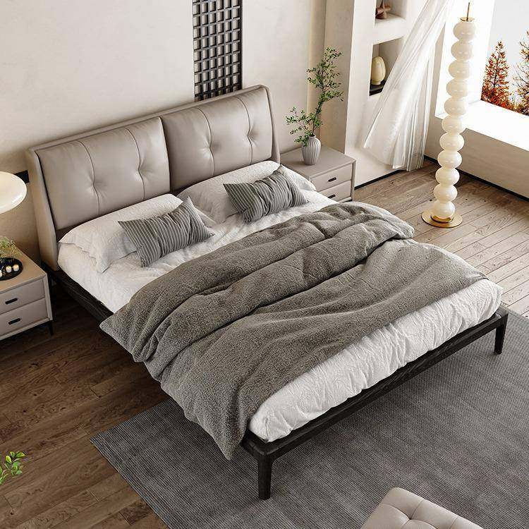 现代简约实木真皮床白蜡木小户型软包双人婚床意式极简北欧齐边床,机械设备,其他机械设备,淘宝优惠券,粉丝福利购,淘宝优惠卷