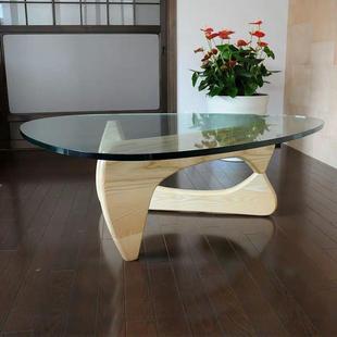 北欧现代实木简约玻璃边几三角形na小桌子设计师茶几野口勇茶几