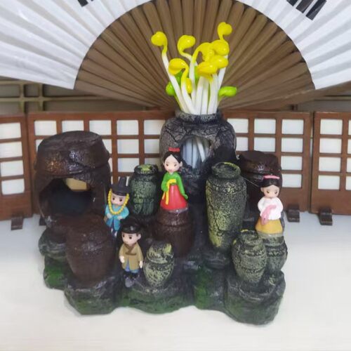 韩式创意卡通韩服人偶水缸石头爷爷假面组合桌摆/桌面书房摆件