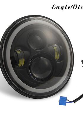 7英寸全圆天使眼大灯新版9-30V虚标100W140WH4配转H13接线