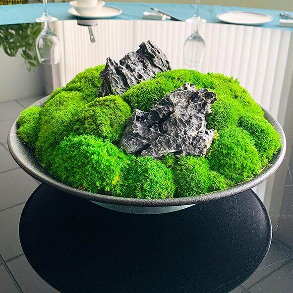 新中式永生苔藓植物盆景微景观书房样板房圆桌桌面摆件花艺盆栽