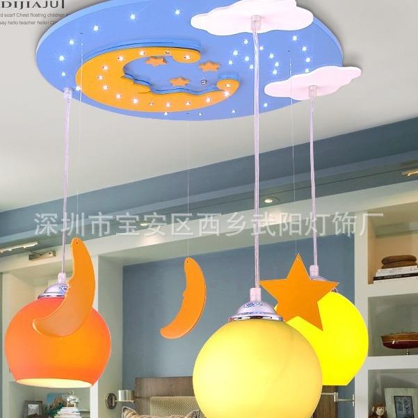 儿童星月吊灯星星吊灯月亮吊灯男女孩房间吊灯卧室书房灯