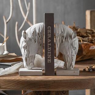 欧式复古做旧摆件树脂马头雕像装饰摄影楼婚礼桌面玄关工艺品摆件