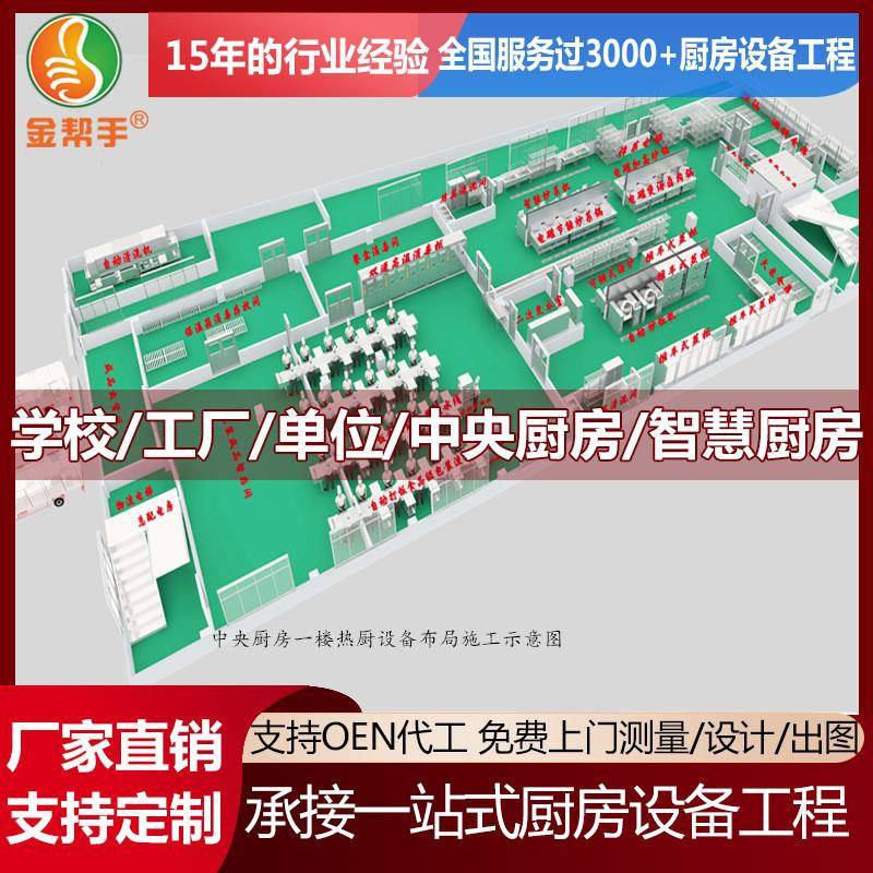 厨房设备不锈钢厨具中央厨房机器人炒菜锅学校工厂厨房设备设计