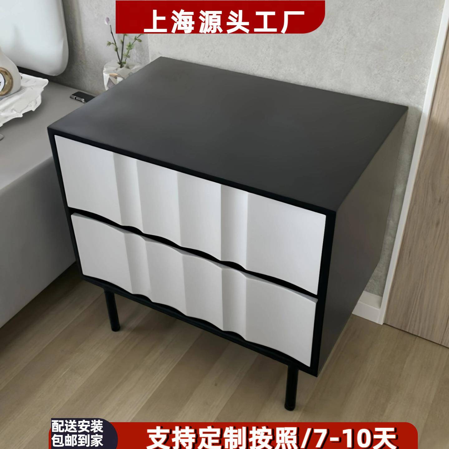 北欧钢琴烤漆床头柜多功能卧室二斗柜现代简约抽屉收纳储物柜整装
