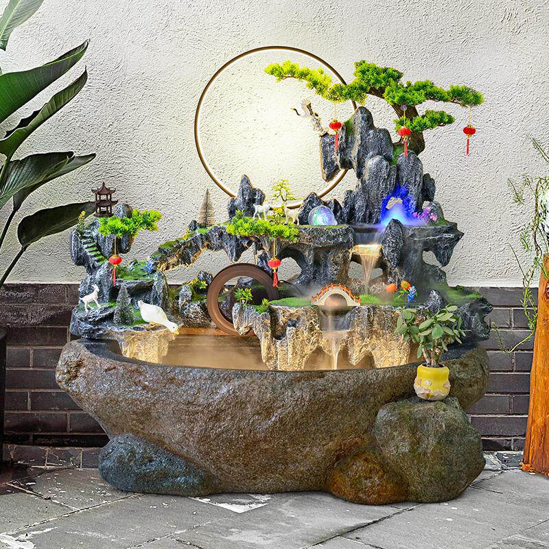 假山喷泉流水景观鱼缸鱼池水池水缸花园庭院露台阳台造景装饰摆件