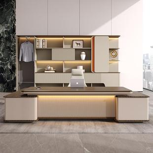 老板办公桌现代简约办公室烤漆总裁桌轻奢高级感董事长经理大班台