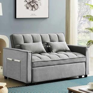 伸缩两用沙发小户型客厅多功能折叠沙发1.4米双人天鹅绒沙发床木