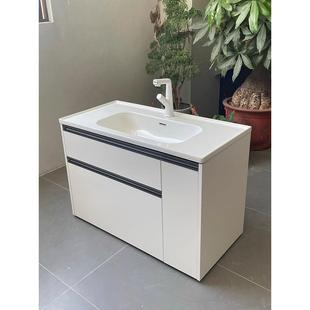 W7某松平替款韵纳日式浴室柜原木风定制尺寸定做洗漱台陶瓷一体