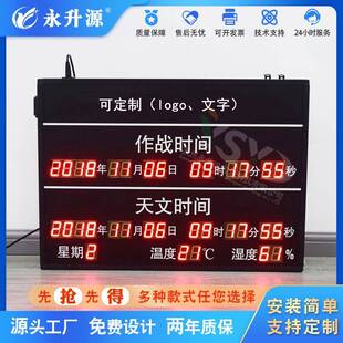 天文作战时间NTP时钟北斗授时LED电子看板永升源室内温湿度显示屏