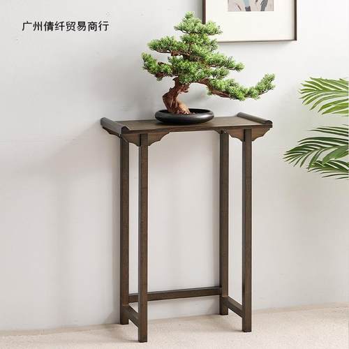 新中式玄关桌实木供桌现代简约条案端景花台置物架窄款艺术入户桌