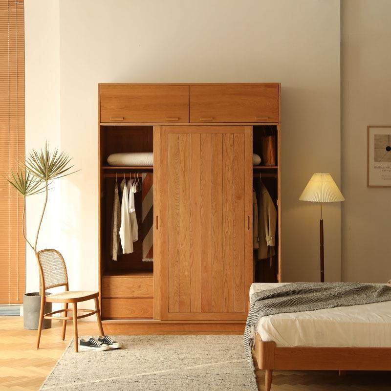 北欧实木樱桃木衣柜简约现代推拉门滑动日式卧室衣橱家用储物柜,纺织面料/辅料/配套,纺织机械配件,淘宝优惠券,粉丝福利购,淘宝优惠卷