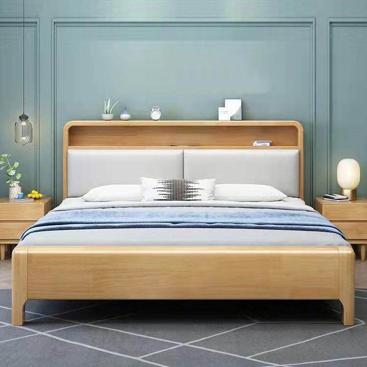 工厂直销北欧风经济轻奢实木床现代简约欧式橡胶木主卧实惠简欧