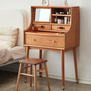 直销北欧全实木樱桃木梳妆台现代简约化妆桌小户型简易化妆台