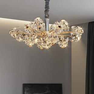 客厅吊灯轻奢创意灯枝形花朵卧室主灯高档餐厅灯具新款奢华水晶灯