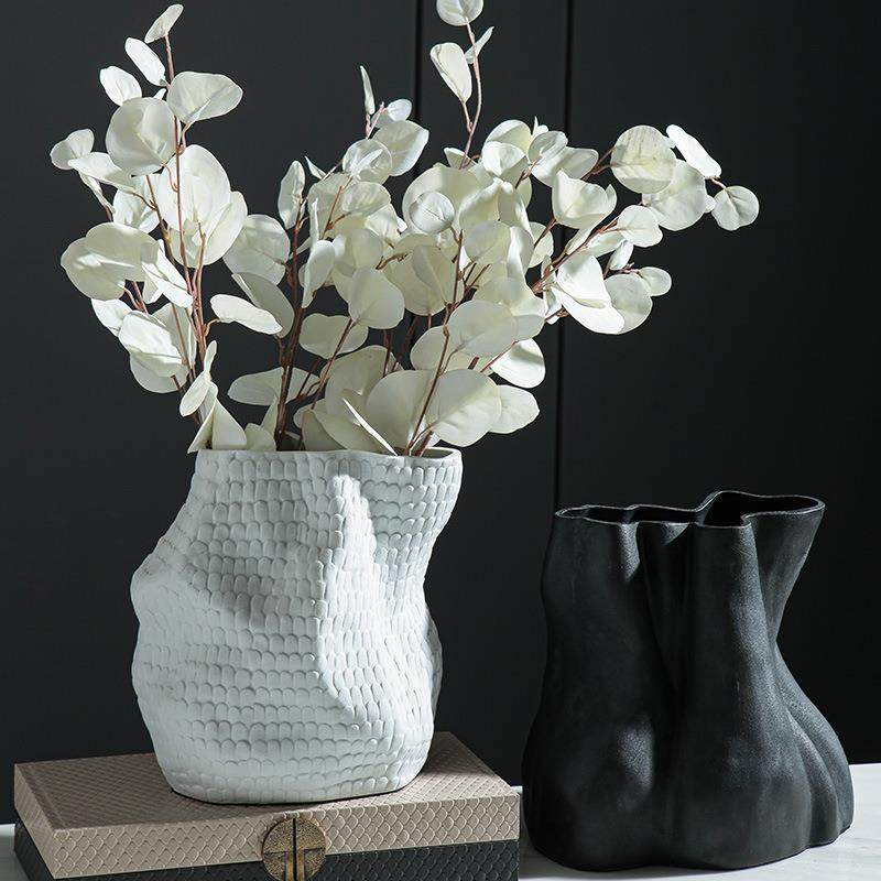 雨彤现代极简黑白陶瓷艺术花器摆件样板房客厅茶几桌面装饰搭配,收纳整理,烫衣板及配件,淘宝优惠券,粉丝福利购,淘宝优惠卷