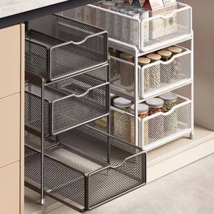 厨房抽拉式置物架橱柜内多层收纳架多功能柜内抽屉下水槽加深拉篮