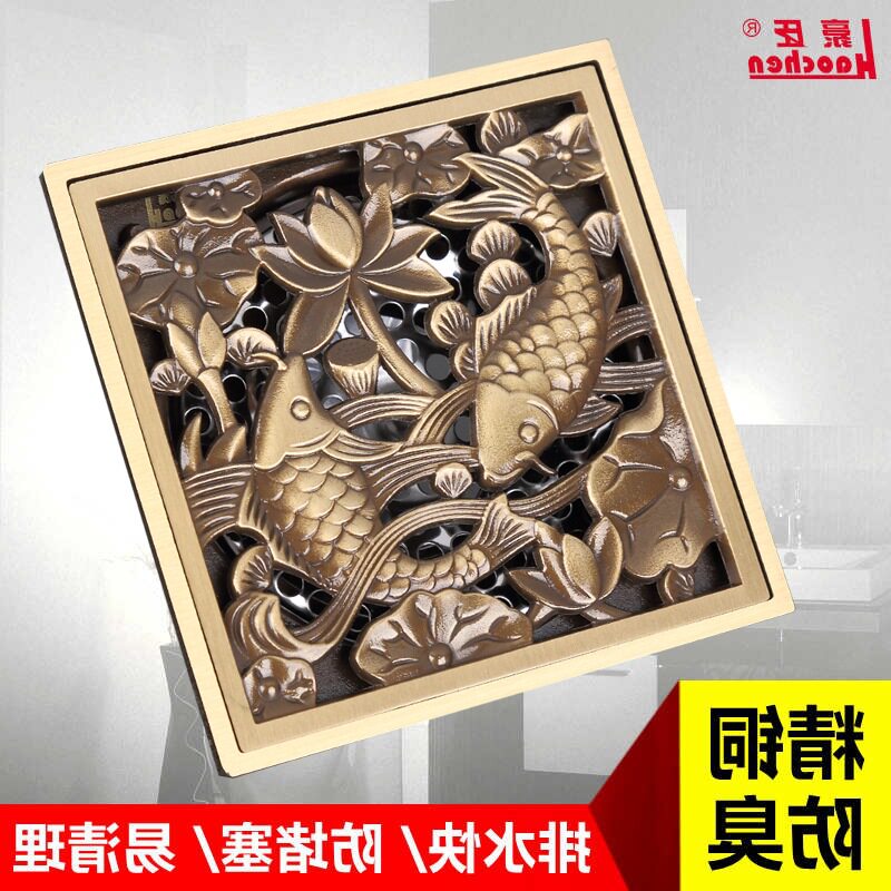 地漏仿古全铜欧式防臭卫生间浴室下水道防虫盖方形淋浴房防臭地漏