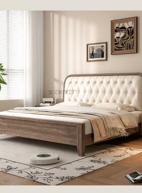 Bw1全实木黑胡桃轻奢新款单人双人床悬浮床简约主卧婚床无贴皮无