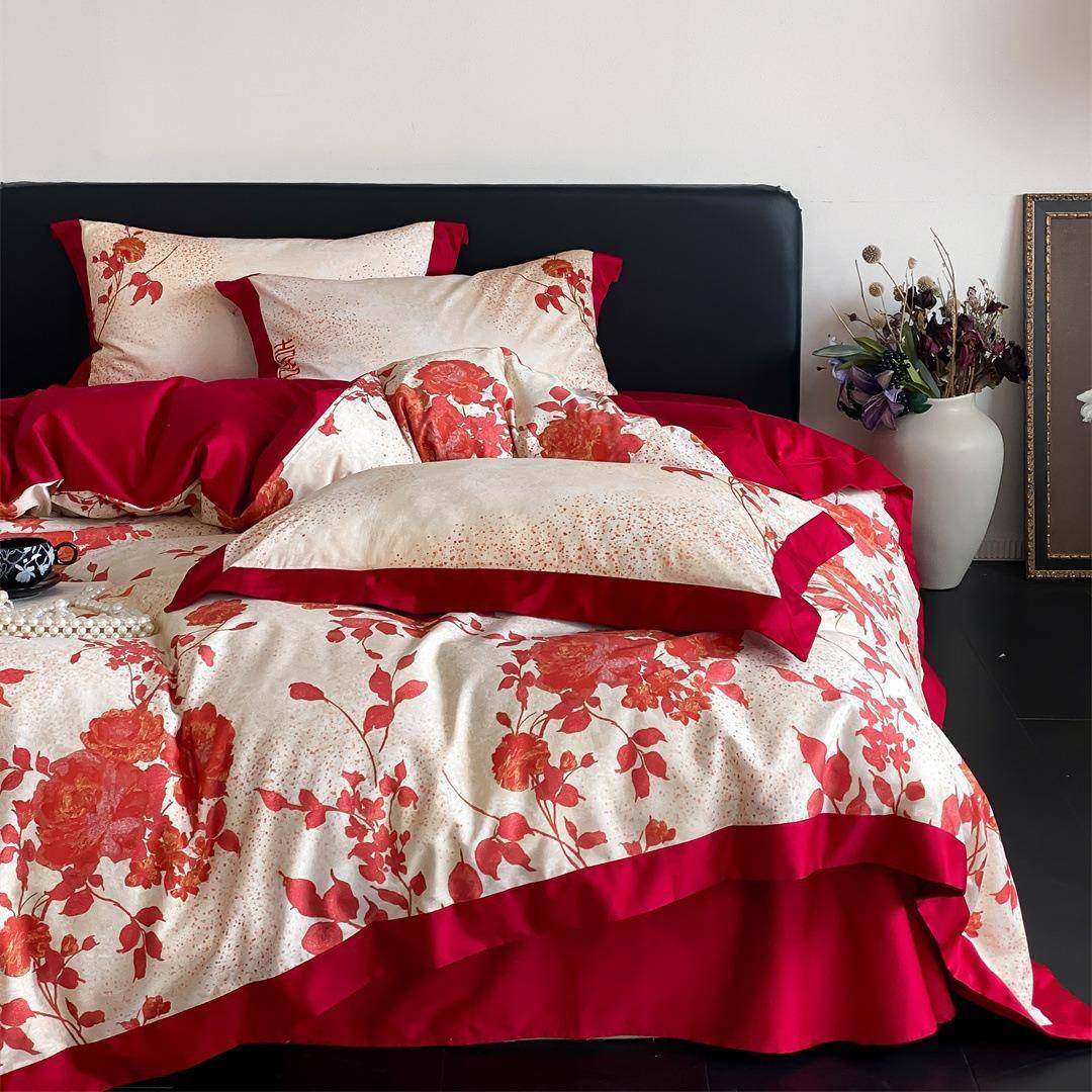 现代风婚庆大红色结婚喜庆床品高端陪嫁喜被纯棉长绒棉四件套家纺,纺织面料/辅料/配套,纺织机械配件,淘宝优惠券,粉丝福利购,淘宝优惠卷