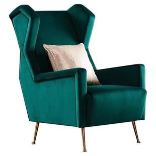 后现代蓝色单椅美式网红沙发椅子单人沙发高背椅墨绿轻奢老虎椅凳