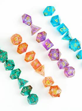 新款现货Dice热卖彩纸锋利尖角骰子DND七粒套装