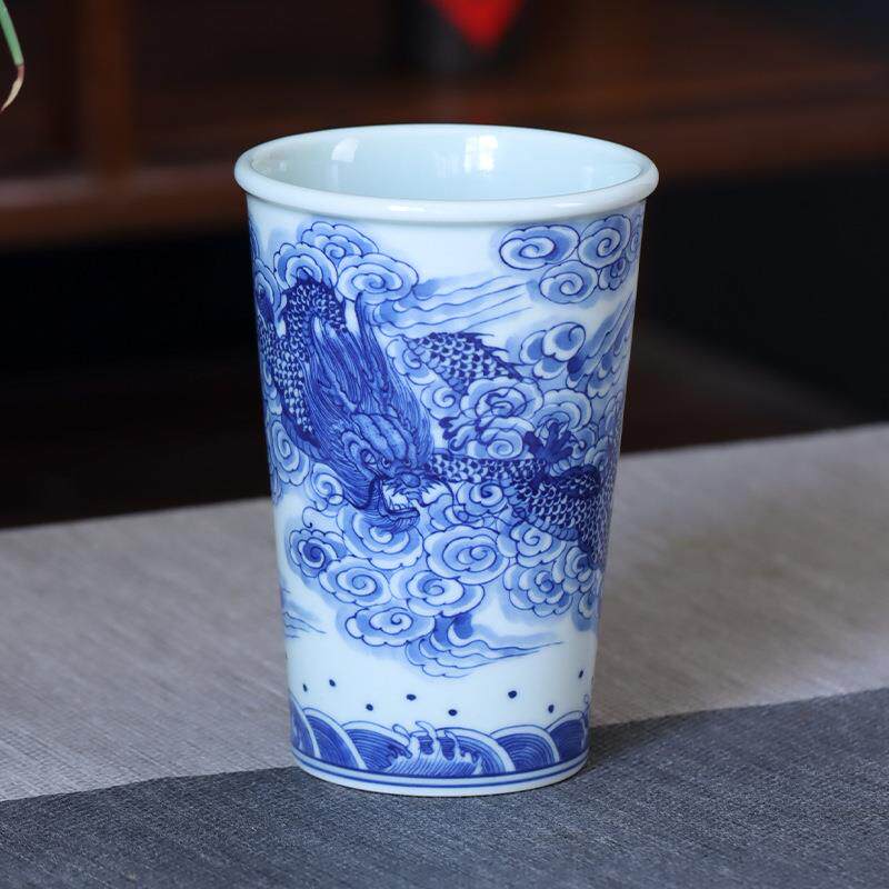 手绘青花祥云龙纹可乐杯主人杯大容量单杯家用个人专用杯陶瓷茶具