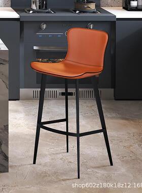 吧台椅椅子高级真皮高马鞍椅高脚岛台餐椅吧台凳轻奢家用新款7261