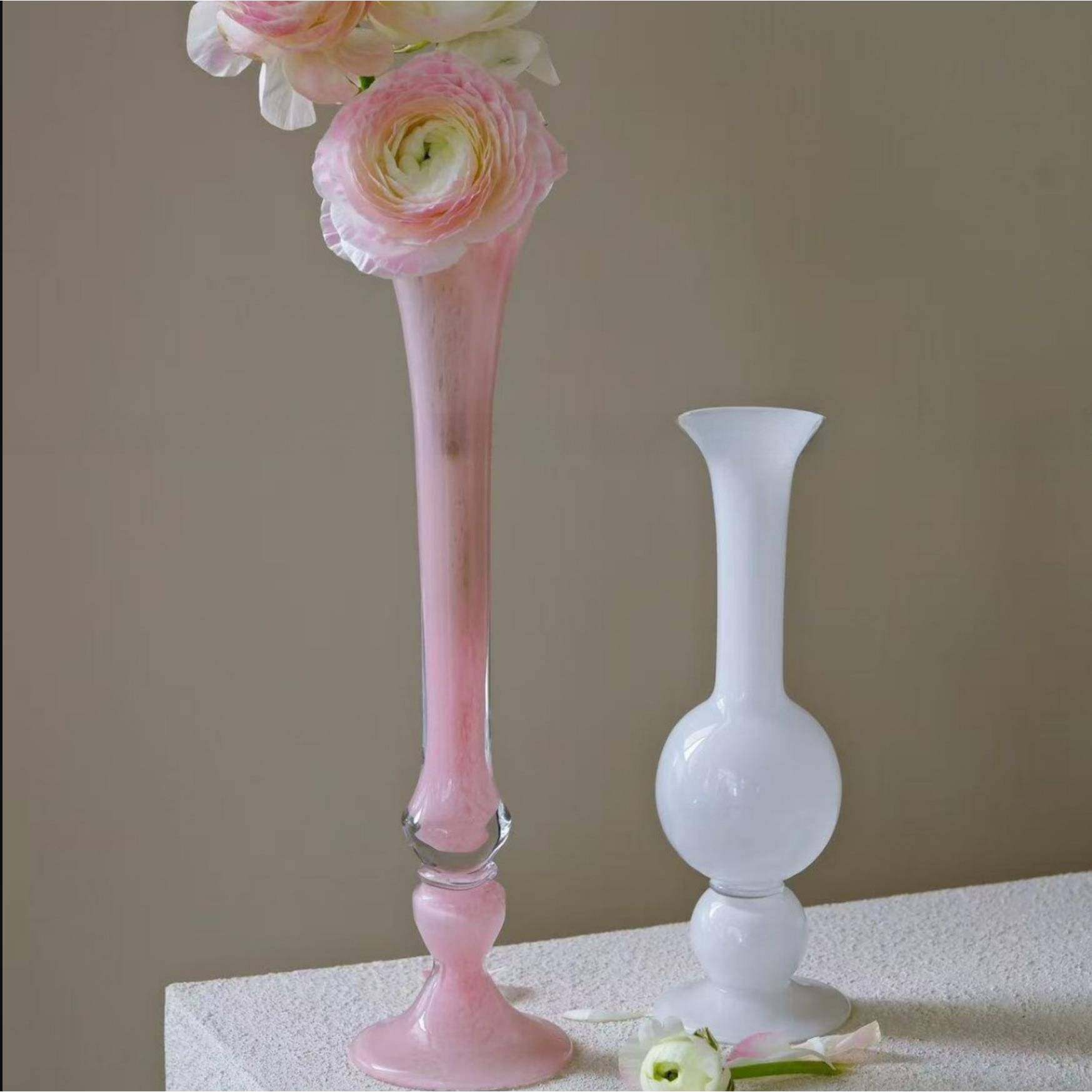 细长高脚粉色魄力琉璃花瓶高级设计感小众中古摆件,纺织面料/辅料/配套,纺织机械配件,淘宝优惠券,粉丝福利购,淘宝优惠卷