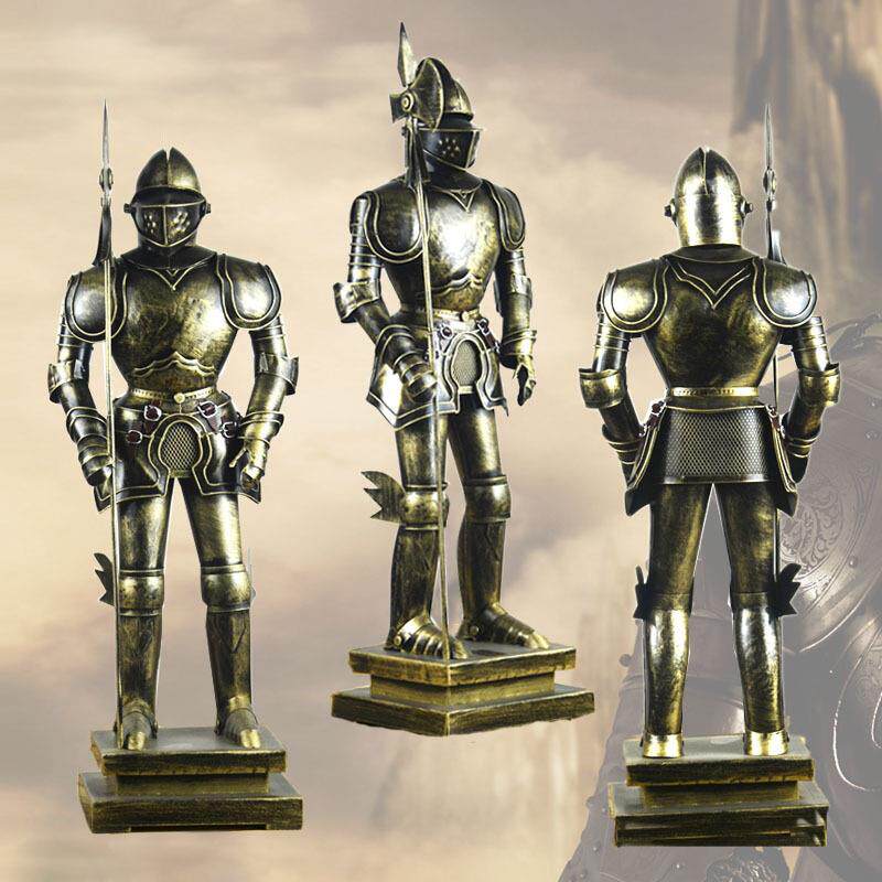 铠甲勇士模型摆件罗马骑士摆设拍摄道具复古铁艺家具软装饰品